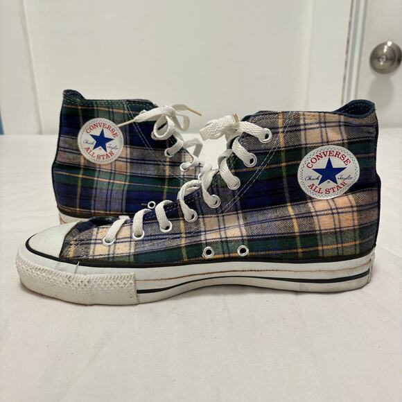 VTG 80\'s Converse All-Star Chuck Taylor High Top Made USA Sneakers Flannel 9.5 main image 6